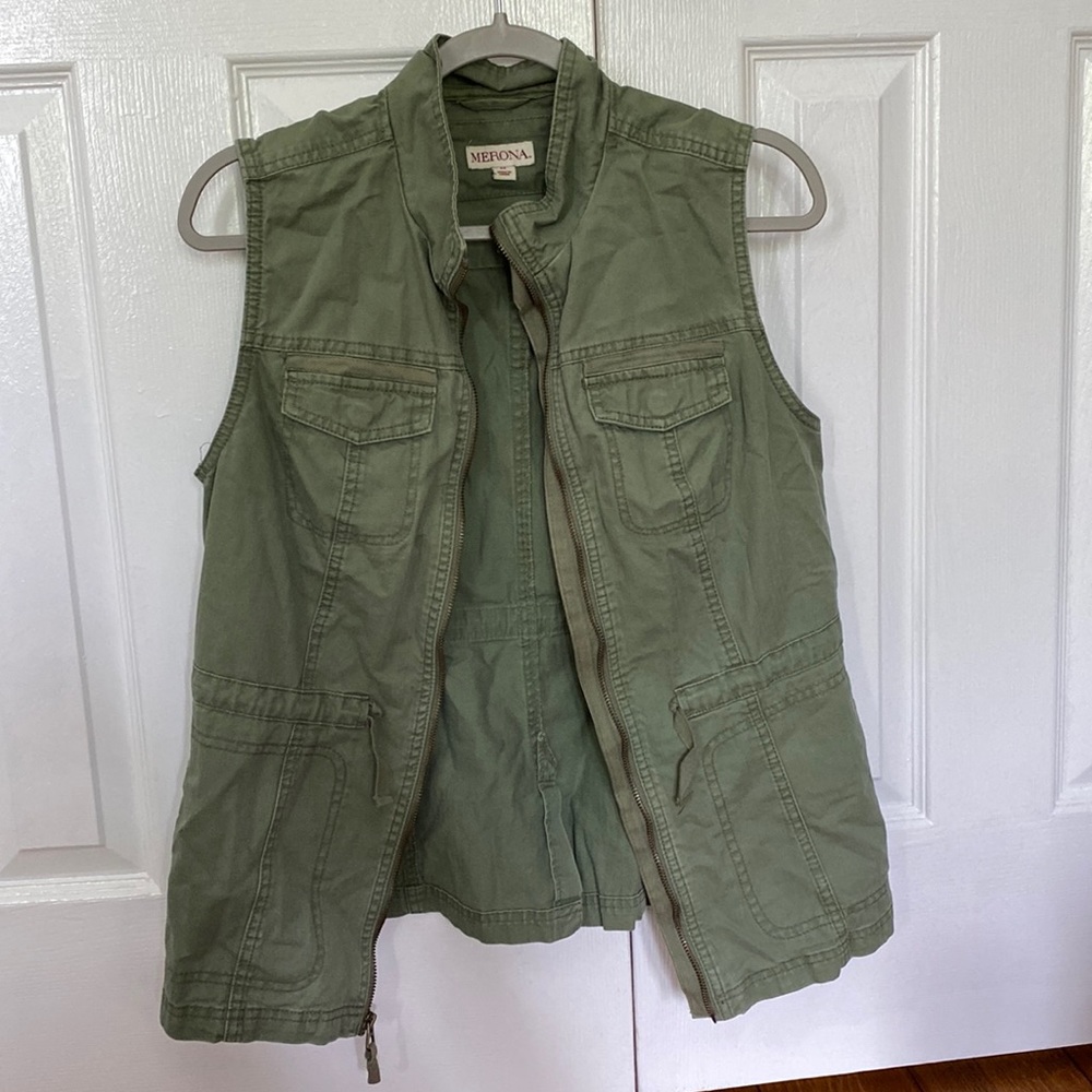 Merona Army Green Military-inspired Vest - M